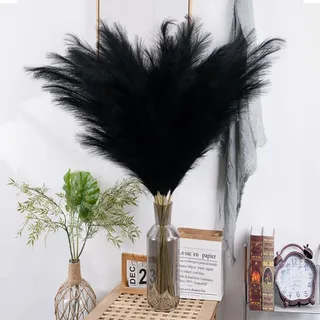 Wttisel Schwarzes Pampasgras, hoch, 96,5 cm, künstliches Pampasgras, künstliches hohes Pampasgras, Blumenstrauß, Blumenarrangement und Vasenfüller für Boho, Zuhause, Hochzeit, Muttertag, Dekoration,