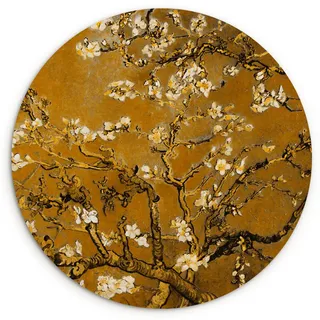 MuchoWow Wandbild Mandelblüte - Kunst - Van Gogh - Gold Wanddeko Schlafzimmer 60x60 cm , Wengefarben , Kunststoff , Rund , 60x60 cm , einfache und schnelle Anbringung , Bilder & Rahmen, Bilder, Leinwandbilder