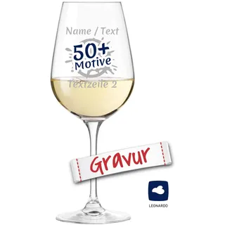 LEONARDO Weinglas mit Gravur personalisiert/Namen, Weißwein-Glas graviert als Geschenk zum Geburtstag Hochzeit, Geschenkidee Frauen Männer Mama Papa (TIVOLI, 450 ml)