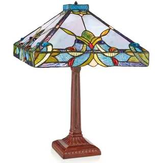 Casa Padrino Tiffany Tischleuchte Bunt Ø 36 x H. 52 cm - Handgefertigte Hockerleuchte aus 352 Teilen - Bunt