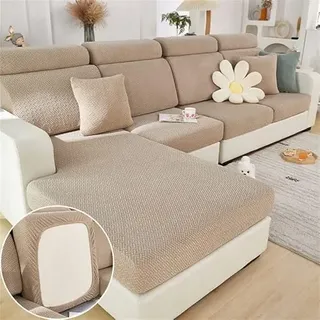 TOPCHANCES Sofa Sitzkissenbezüge - L Form Couchbezüge mit Soft Stretch Slipcover, Heller Kaffee Weben
