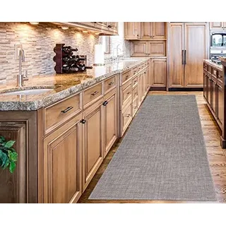Tadi & Imperio1979 Langer Teppich aus geflochtenem Vinyl für Flur, Küche, Schlafzimmer, natürliche Präsenz, hohe Widerstandsfähigkeit, mit Rutschfester PVC-Rückseite (Twist 7833)