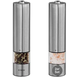 bmf-versand bmf-versand® elektrische Salz und Pfeffermühle mit Licht - elektrische Pfeffermühle aus Edelstahl - Gewürzmühle elektrisch mit Keramikmahlwerk groß - elektrisches Salz und Pfeffermühlen Set
