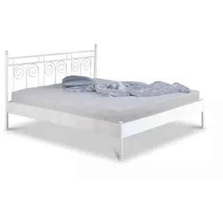 Metallbett Ida – 100 x 220 cm / weiss-kupfer-gewischt