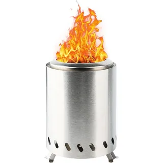 Tischfeuerstelle - Edelstahl Niedrigrauch mit abnehmbarem Aschebehälter & Tragetasche 15x15x19cm Mini tragbar für Outdoor Camping Garten