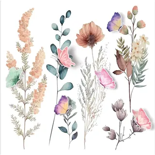 Aquarellblumen 3D Küche, Wohnzimmer, Büro, Schlafzimmer Wandstickers, Wandtattoo, Decals von AG Design 30 x 30 cm | SSA 3922
