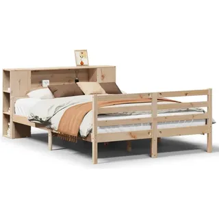 vidaXL Massivholzbett mit Regal ohne Matratze Weiß 200x200 cm Kiefer - Weiß