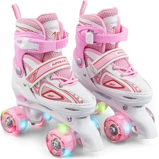 Apollo Super Quads X-Pro | komfortable, größenverstellbare LED Roller Skates | Rollschuhe für Mädchen und | - 31-34