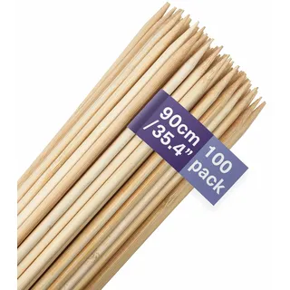 MATANA 100 Stück XXL Holzspieße, Stockbrot Spieße, Marshmallow Spieße, 90cm (0,6cm/6mm Dick) - Lange Grillspieße - Schaschlik, Marshmallows, Lagerfeuer - Stabil & 100% Natürlich