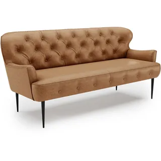 CAVADORE 3-Sitzer Küchensofa Amba, Trendige Sitzbank für Küche oder Esszimmer / 193 x 97 x 87 / Hochwertiges Mikrofaser: Rot-Braun