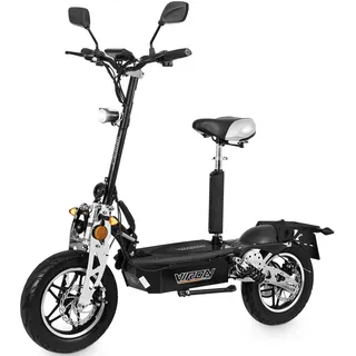 Elektroroller 1000W E-Scooter mit Straßenzulassung - VR-1500-EEC 35km/h, Elektro Moped mit Zulassung, Faltbar, E-Mofa, Roller - schwarz - Schwarz