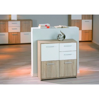 Dmora - Kommode Regensburg, Wohnzimmerbuffet, Wohnzimmer-Sideboard, Moderne Küchen-Speisekammer, 77x30 h77 cm, Weiß