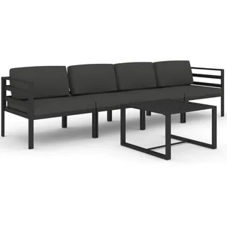 vidaXL 5-tlg. Garten-Lounge-Set mit Kissen Aluminium Anthrazit - Grau
