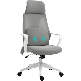 Vinsetto Bürostuhl mit Massagefunktion Massagesessel ergonomischer Chefsesselhöhenverstellbarer Drehstuhl Gamingstuhl Nylon 62 x 60 x 114-122 cm Grau