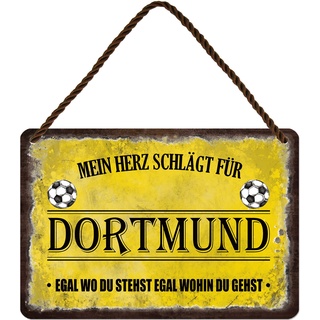 Blechschild Fußballschild Deko Metallschild mit Spruch Sport Schild Fussball Fanartikel für Dortmund Fan Liebhaber Begeisterte Weihnachten Geschenkidee