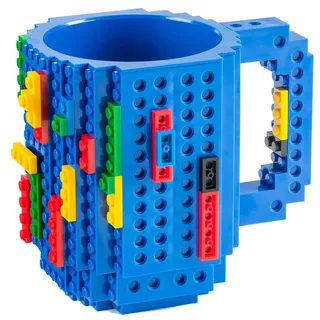 GOODS+GADGETS® Bausteine Kaffeetasse 350ml Blau - Kreativer DIY Becher | Nie wieder Langeweile, kompatibel mit vielen Bauklötzen, 350ml Build on Brick Mug aus Kunststoff, originelle Geschenkidee