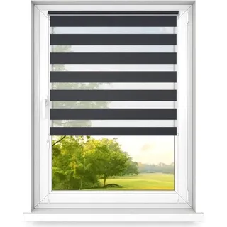 Time4Blinds, Tag und Nacht Doppelrollo Mini, Anthrazit - Links, 70x100cm - Grau