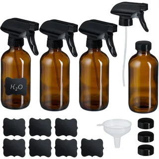 Relaxdays Sprühflasche 250ml 4er Set braun/schwarz