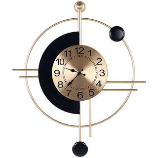 Beliani Wanduhr Metall gold/schwarz Allogny , Goldfarben , Vintage , 59x67x1 cm , Dekoration, Uhren, Wanduhren