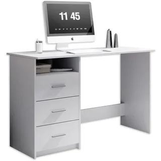ADRIA Schreibtisch mit Schubladen in Weiß - Praktischer Bürotisch Computertisch mit großer Arbeitsfläche - 120 x 76 x 50 cm (B/H/T)