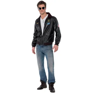 Smiffys Top Gun Bomber Jacket, Brown Halloween und Karneval