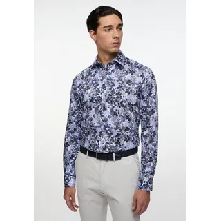 Langarmhemd ETERNA "SLIM FIT", Herren, Gr. 39, Normalgrößen, blau, Satin, 100% cotton, schmal, Manschette, Hemden Langarmhemd, NON IRON (bügelfrei)