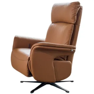KAWOLA Relaxsessel Nama Leder 78 x 111 x 86 cm Braun drehbar mit Kopfteil