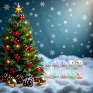Afoosoo Weihnachten teelicht mit fernbedienung RGB Unterwasser LED Licht Multi Farbwechsel Flammenlose Runde CR2032 Batteriebetriebene Super Helle Weiße Warmweiße LED mit Fernbedienung (3CM RGBW)