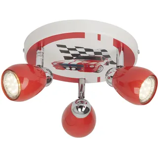Brilliant Racing 3flg Spotrondell rot/weiß-schwarz, GU10, 3W LED, 250lm, Metall