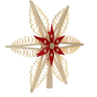 Baumschmuck Christbaumspitze Mitte Mit Holzstern Rot (Beidseitig) 31x31x4cm NEU