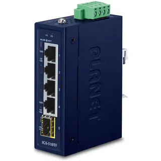 Planet IGS-510TF, Unmanaged, Gigabit Ethernet (10/100/1000), Vollduplex, Wandmontage + Blau