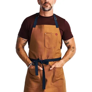 Hedley & Bennett Denver Braun Essential Schürze,Professionelle Kochschürze mit Taschen und verstellbarem Latzband zum Kochen und Grillen,Küchenschürzen für Damen und Herren, Denver Brown, Standard