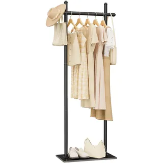 ENUMAIL Metall Garderobenständer, Freistehend Kleiderständer mit Rechteckigem Rock Slab Base, Modern Gaderobe, Taschenständer für Kleidung, Taschen and Schuh, 175cm, Schwarz