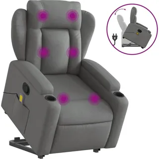 vidaXL Massagesessel mit Aufstehhilfe Dunkelgrau Stoff - Grau