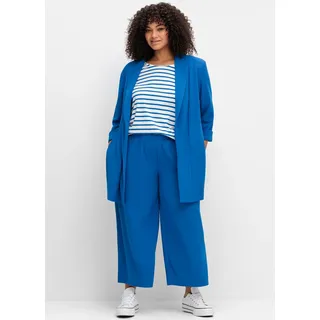 Longblazer SHEEGO "Longblazer", Damen, Gr. 46, blau (kobaltblau), 95% Polyester, 5% Elasthan, Blazer Longblazer