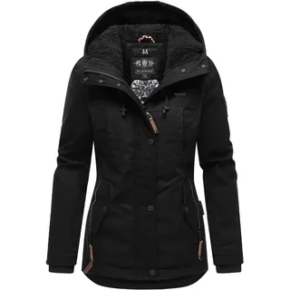 Winterjacke MARIKOO "Winterjacke Bikoo", Damen, Gr. S, schwarz (schwarz with schwarz fur), Obermaterial: 100% Baumwolle CO.  Obermaterial: Futter: 100% Polyester PES. 100% Polyester PES., Jacken Winterjacke