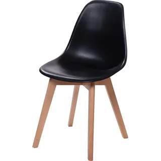 Essentials Keeve Stapelstuhl schwarz ohne armlehne, birkenholz gestell und kunststoff sitzfläche, 47x53x83cm (BxTxH), 505F01SB