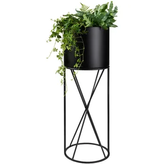Ambia Home Blumentopf , Schwarz , Metall , Uni , rund , 74.5 cm , Handmade in China , Dekoration, Blumen & Blumentöpfe, Übertöpfe