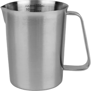 Krumble Messbecher mit Ausgießer - Messbecher zum Kochen und Backen - Messbecher - Kochgeschirr - Rührbecher - Mixbecher - Edelstahl - 500 ml - 9 x 9,5 x 11 cm (lxbxh) - Silber