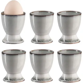 Bluweet Eierbecher 6er Stück Set Eierhalter Eierständer Porzellan aus Keramik cm für Jeden Frühstückstisch Hart und Weichgekochten Eiern Grau