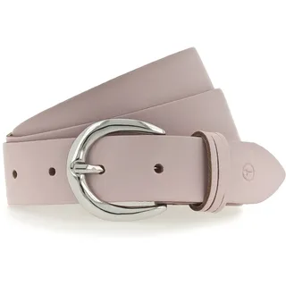 Ledergürtel TAMARIS "Clara Silver", Damen, Gr. 85, rosa (hellrosa), Rindsleder, unifarben, Basic, Gürtel Ledergürtel, mit glänzender silberfarbener Schließe, unifarben, 3 cm breit