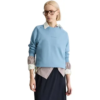 Sweatshirt MARC O'POLO DENIM, Damen, Gr. S, blau dawn, angeraute Sweatware, Obermaterial: 100% Baumwolle, relaxed fit normal, Rundhals, Rippbündchen, Sweatshirts Sweatshirt, relaxed fit, aus Organic Cotton, mit Schlitzen an der Seitennaht