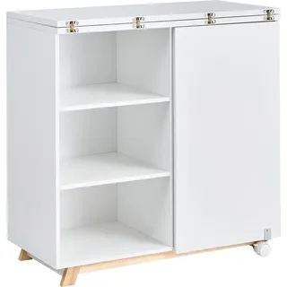 BELIANI Sekretär Weiß Faserplatte 80 x 40 / 80 cm Multifunktional mit Stauraum Klappbar Faltbar Schrank Schreibtisch Klapptisch Homeoffice Büro - Weiß, Braun