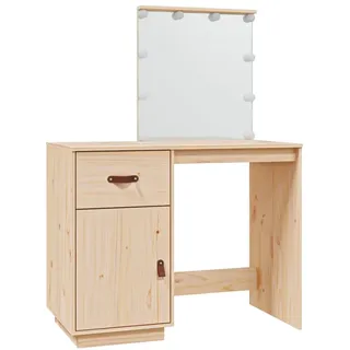 vidaXL Schminktisch mit LED 95x50x133,5 cm Massivholz Kiefer - Braun