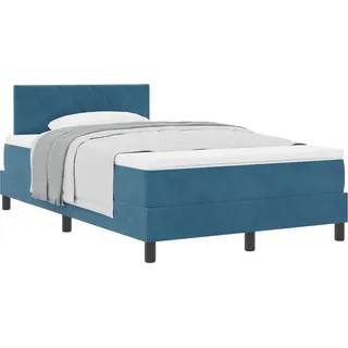 vidaXL Boxspringbett mit Matratze Dunkelblau 120 x 200 cm Samt - Blau