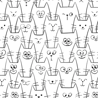 AMIGO Selbstklebende Kinderzimmer Tapete mit Katzen-Motiv - Weiß/Schwarz Niedliche Cartoon-Tiere, Wasserdichte Vinyl-Folie für Möbel & Wände, Abziehbar & Mietersicher 44cm x 6m