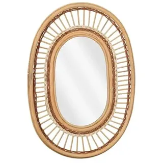 MICA Decorations Oval Wandspiegel - L59 x B40 x H3 cm - Rattan - Hellbraun