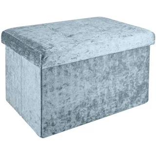 Intirilife Sitzbank Faltbar mit Samtbezug 49/30/30 cm (Blau) , Karton , 30x30x49 cm , Wohnzimmer, Sessel, Hocker & Hockerbänke, Sitzwürfel