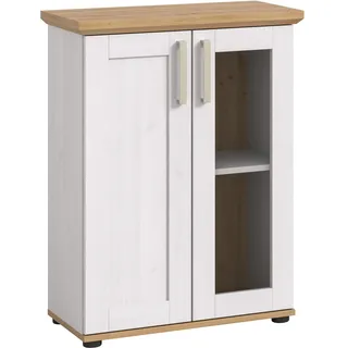 xonox.home Wohnzimmer Verona Vitrine Glasvitrine Vitrinenschrank Deko-Vitrine Stauraumvitrine in Sibiu Lärche Nb. Absetzung Artisan Eiche Nb., ca. 64x88x37 cm