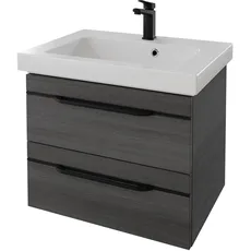 Saphir Waschtisch »Serie Balto Mineralmarmor-Waschtisch mit Unterschrank, 64,4 cm breit«, Waschplatz mit 2 Schubladen, Badschrank in verschiedenen Ausführungen, grau